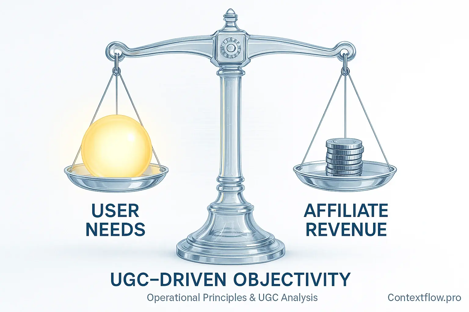 Transparent scale: User Needs outweigh Affiliate Revenue, or are perfectly balanced by unwavering Objectivity.