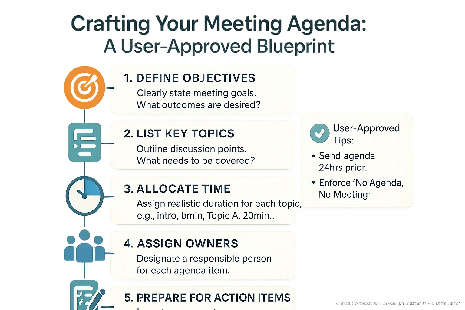 Infographic: User-approved blueprint detailing steps & key components for effective meeting agendas ensuring focus.