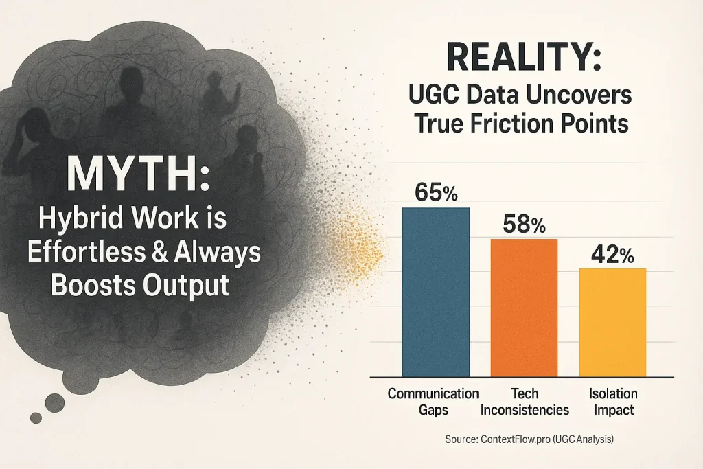 Unmasking hybrid productivity: Myth bubble dissolves, revealing a data point of user-backed reality.
